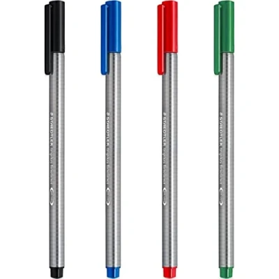 Afbeelding van Staedtler Triplus 334 fineliner 0,3 mm zwart blauw rood groen 4 stuks