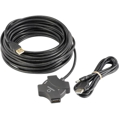 Afbeelding van Renkforce RF 6270930 USB 2.0 hub 4 poorten Met ingebouwde repeater Zwart