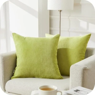 Afbeelding van Topfinel kussensloop 40 x cm, set van 2, zachte chenille, voor woonkamer, bank, bed, buiten, tuin, balkon, appelgroen