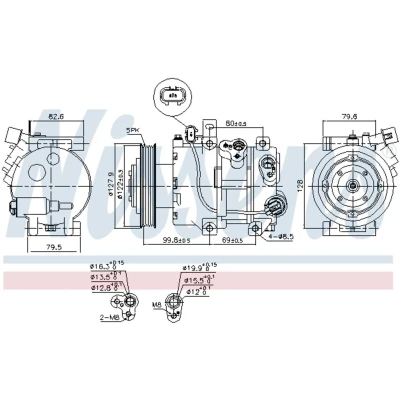 Afbeelding van NISSENS 890423 AC Compressor DVE16 12 PAG 46 R 134a HYUNDAI: i40 Estate