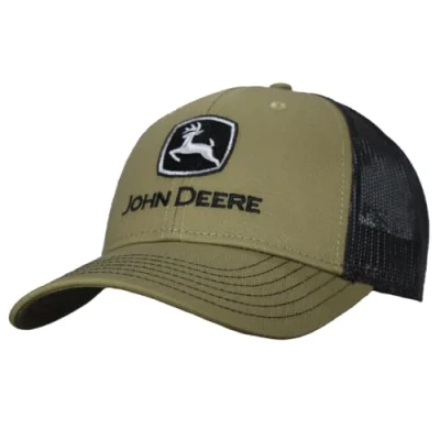 Afbeelding van John Deere Twill Trucker Hat Mesh Baseball Cap Olive Os