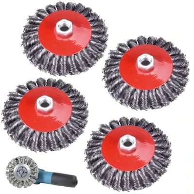 Afbeelding van Set van 4 metalen borstels voor haakse slijper M14 125 mm slijper, schijfborstel, drankborstel, staalborstel