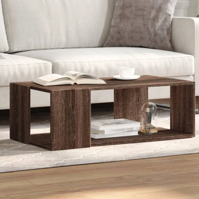 Afbeelding van Salontafel 89,5x48x30 cm bewerkt hout bruin eikenkleurig