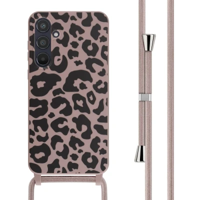 Afbeelding van iMoshion hoesje Geschikt voor Samsung Galaxy A55 met koord Siliconen design Roze / Animal Pink