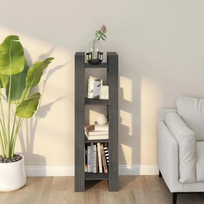 Afbeelding van Boekenkast/kamerscherm 41x35x125 cm massief grenenhout grijs