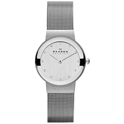 Afbeelding van Skagen Freja Dameshorloge, quartz uurwerk, roestvrij stalen armband of lederen band, Zilverkleurig,