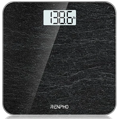 Image de Pèse personne Numérique RENPHO, de Haute Précision avec Affichage Lumineux, Technologie Step On, 400 lb, Marbre, Core 1S