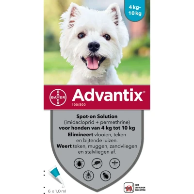 Afbeelding van Bayer Advantix Spot On 100/500 4 10 KG 6 PIP (386029)