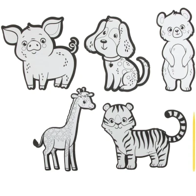 Afbeelding van Creative Craft Group Kraskunst Stickers Dieren, 6dlg.