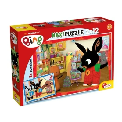 Afbeelding van Lisciani, Maxi puzzel voor kinderen vanaf 3 jaar, 2 x 12 stukjes BING op school 81233