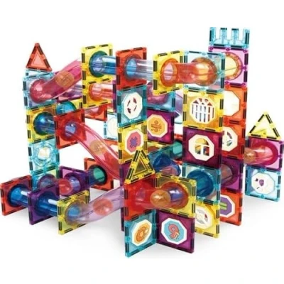 Afbeelding van Magnetic Tiles Magnetisch Speelgoed Knikkerbaan 95 Stuks Magnetische Tegels Montessori Bouwstenen Bouwblokken Bouw je Magna Wereld Kinderen Olvy