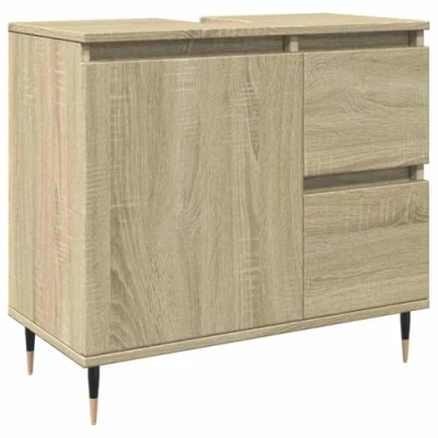 Afbeelding van Wastafelkast 65x33x60 cm bewerkt hout sonoma eikenkleurig