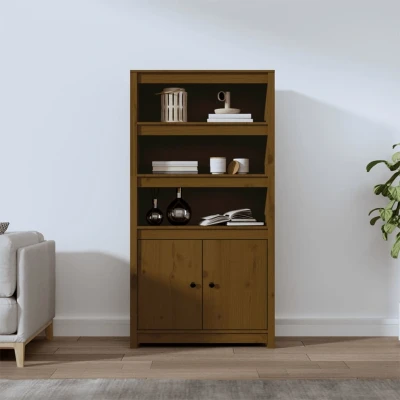 Afbeelding van Hoge kast 80x35x154 cm massief grenenhout honingbruin