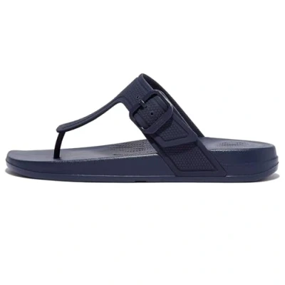Afbeelding van Fitflop Iqushion Adjustable Buckle Teensandalen, Dames, Maat: 38, Midnight navy Kunststof