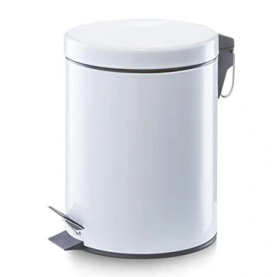 Afbeelding van Zeller Vuilnisbak/pedaalemmer wit 5 liter metaal 20 x 28 cm klein formaat