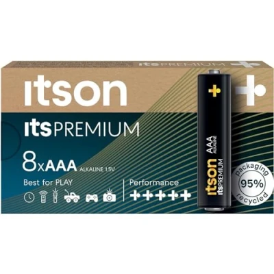Afbeelding van ITSON, itsPREMIUM AAA alkaline battery, pack of 8, LR03IPR/8CB