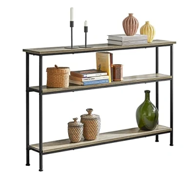 Afbeelding van SoBuy FSB49 PZ consoletafel, haltafel, dressoir, bankpunt, bijzettafel met 3 opbergplanken, 120 x 20 77 cm (l d h), ijzeren frame, industriële stijl