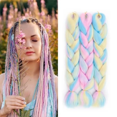 Afbeelding van FANWYFYU Kanekalon Haarlokken Vlechthaar, 3 verpakkingen 61 cm, jumbo braids Haarlokken, synthetische vezel haarverlenging voor gehaakte twist vlechten (MC14)