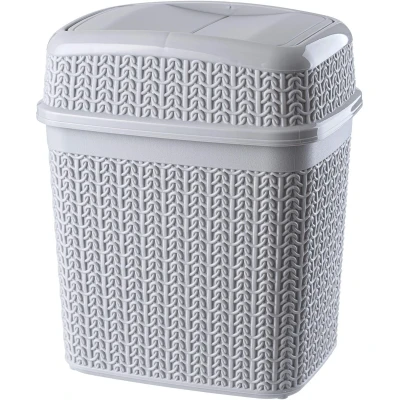 Afbeelding van KADAX Kunststof badkamerafvalemmer met kanteldeksel, afvalemmer voor badkamer, keuken, oscillerend deksel, badkameremmer, binnenemmer (5 l, grijs)