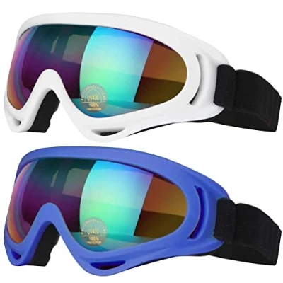 Afbeelding van SHYL JIER Lot de 2 lunettes ski et snowboard avec protection UV, coupe vent, anti reflets pour homme, femme, jeune, enfant