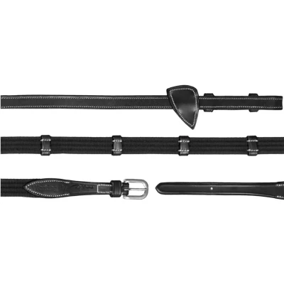 Afbeelding van Dy&#039;on 5/8 Webband teugels met 9 leren passanten Zwart Pony
