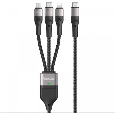 Afbeelding van Duzzona 5A USB C naar C/Lightning /MicroUSB Kabel 100W 1.3M Zwart