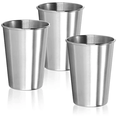 Afbeelding van COM FOUR® 3x roestvrijstalen drinkbeker Hoogwaardige beker Kampeerbeker 300 ml Reisbeker onbreekbaar en BPA vrij (300ml)