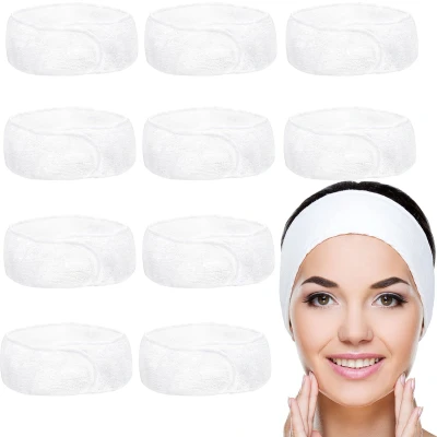 Afbeelding van Belle Vous Witte Spa Gezicht Hoofdbanden (10 Pak) Make up Hoofdband Aanpasbare Gezichts en Douche Band Handdoek om Haar Hoofd te Beschermen Voor Wassen, Baden Sport