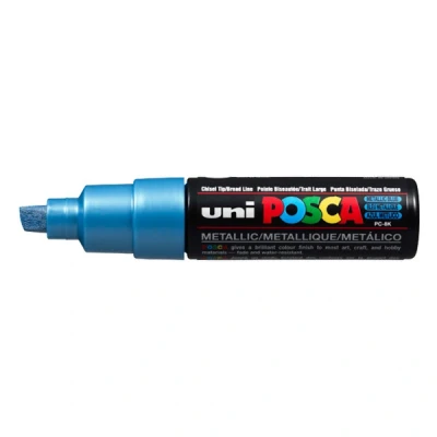 Image de Uni ball Posca Marqueur pointe large biseautée Bleu métal
