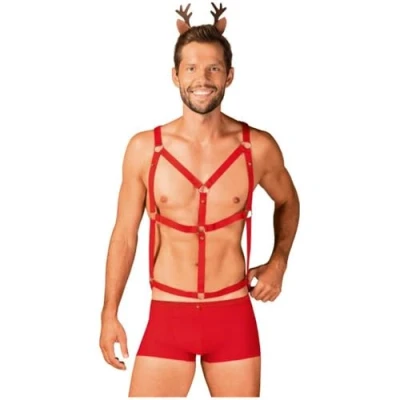 Afbeelding van Obsessive Mr Reindy Harness, Shorts, Headband With Horns L/XL
