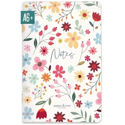 Afbeelding van paper&amp;you® notitieboek, A6+, gestippeld, &quot;Wild Flower&quot; met 64 pagina&#039;s, klein mini bullet journal duurzaam en klimaatvriendelijk