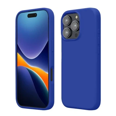 Afbeelding van kwmobile telefoonhoesje geschikt voor Apple iPhone 16 Pro Max Hoesje met siliconen coating Smartphone case in Baltisch blauw
