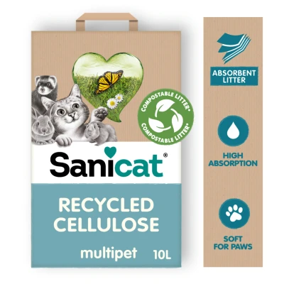 Afbeelding van Sanicat Recycled Cellulose Kattenbakvulling 10 l