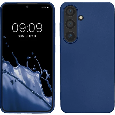 Afbeelding van kwmobile telefoonhoesje geschikt voor Samsung Galaxy S24 Hoesje smartphone Back cover in metallic blauw