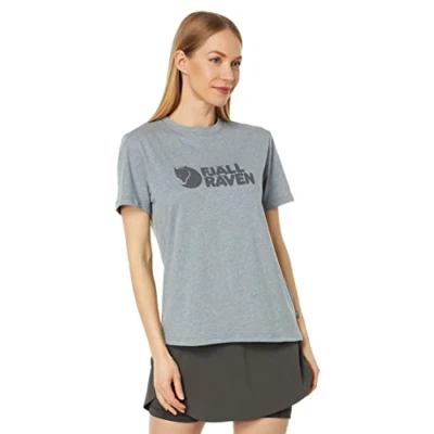 Afbeelding van Fjällräven Logo Shirt Dames Grey Melange XS Grijs Outdoor