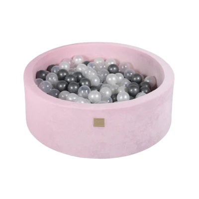 Afbeelding van Ballenbak inclusief 200 ballen Pastel Roze Ballenbakje.nl Zilver Wit Transparant