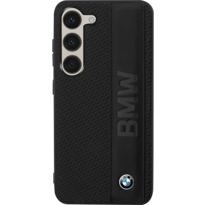 Afbeelding van BMW Signature Big Logo Leather Back Case Geschikt voor Samsung Galaxy S23 (S911) Zwart