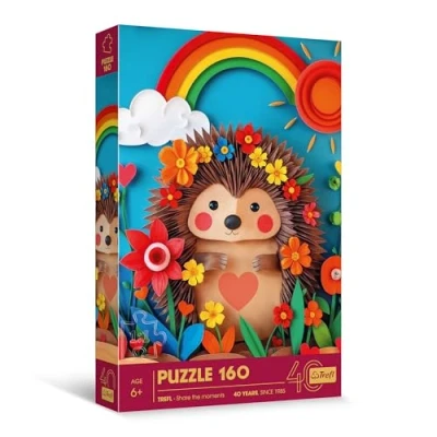 Afbeelding van Trefl puzzel met 3D effect, egel 160 elementen 40e verjaardag Trefl, kleurrijke dieren, voor kinderen vanaf 6 jaar