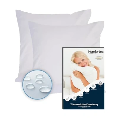 Afbeelding van Komfortec Set van 2 Waterdichte Kussenbeschermers 40x40 cm Ademende Kussenhoes Hypoallergene Kussenslopen Anti mijt