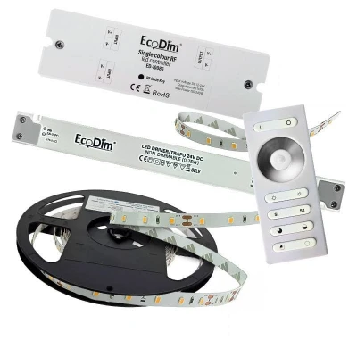 Afbeelding van Led strip 5 meter warm wit SMD 24V Complete set Afknipbaar met 3M plakstrip
