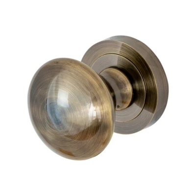Afbeelding van Deurknop draaibaar antiek messing diameter 5 cm