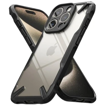 Afbeelding van Ringke Beschermhoes compatibel met iPhone 15 Pro Max [Fusion X] Schokbestendig militaire bescherming Krasbestendig Harde achterkant Zachte Bumper Hoesje Case Accessoires Zwart
