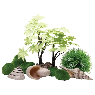 Afbeelding van Biorb Decor Set Zomer Aquarium Ornament Groen Lichtroze Beige