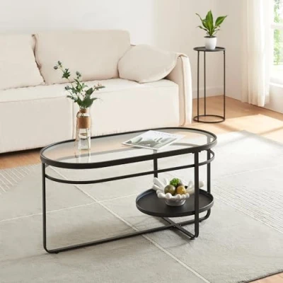 Afbeelding van Salontafel Kumla ovaal 90x42,5x46 cm zwart