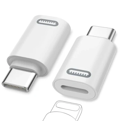 Afbeelding van MoKo Lightning naar USB C adapter, 2 stuks, stekker aansluiting, compatibel met iPhone 15/15 Pro/15 Pro Max/15 Plus, iPad Pro/Air, niet voor audio/OTG, wit