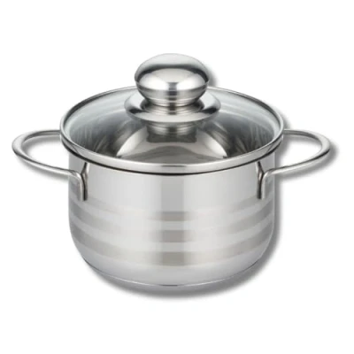 Afbeelding van Elo 2221426 roestvrijstalen inductiekookpan, kookpan, 14 cm, kookpan met glazen deksel, roestvrij staal, glas, cm