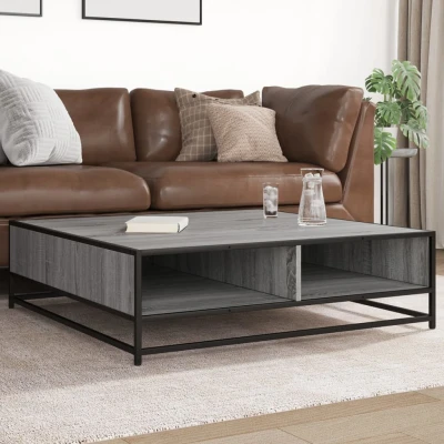 Afbeelding van vidaXL Salontafel 100x100x30 cm bewerkt hout en metaal grijs sonoma