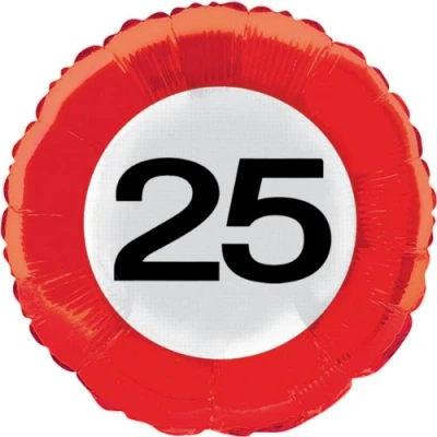 Afbeelding van Ballon folie 25 jaar Verkeersbord