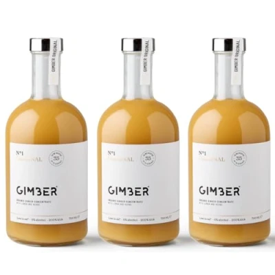 Image de GIMBER Shot de gingembre bio sans alcool 3 x 700 ml Boisson au 100% biologique à base gingembre, citron et d&#039;herbes Concentré qualité supérieure