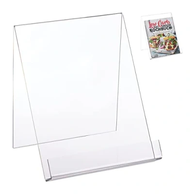 Afbeelding van boekenstandaard voor kookboeken A4 kunststof 24x21x19 cm transparant